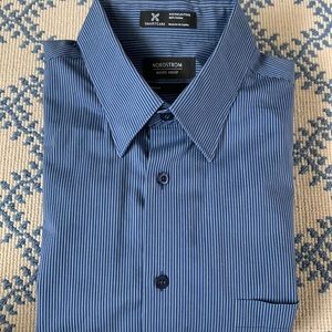 Nordstrom Smartcare wrinkle free Blue Striped Dress shirt